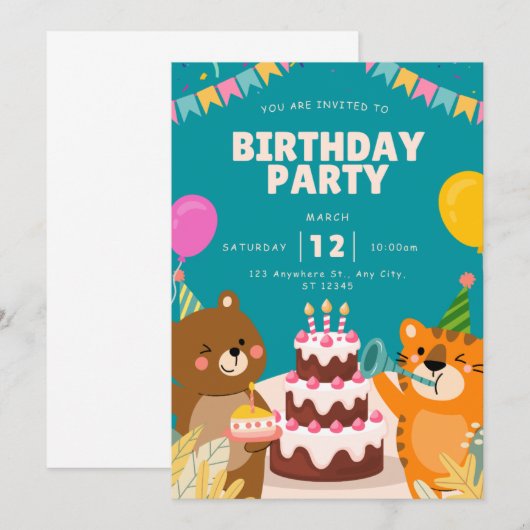 birthday invitation  招待状 (正面/裏面)