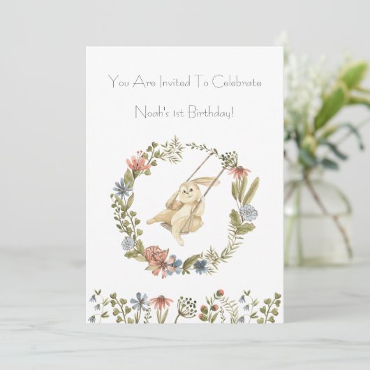 Birthday Invitation (12,7 x 17,8 cm) - Rabbit 招待状 (スタンド正面)