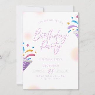 Birthday Invitation Blue Modern Party Design 招待状