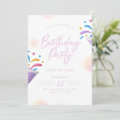 Birthday Invitation Blue Modern Party Design 招待状 (スタンド正面)
