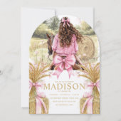 Birthday Invitation Brunette Girl Riding Horse 招待状 (正面)