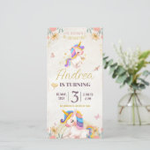 Birthday invitation card. Unicorn for Girls (スタンド正面)