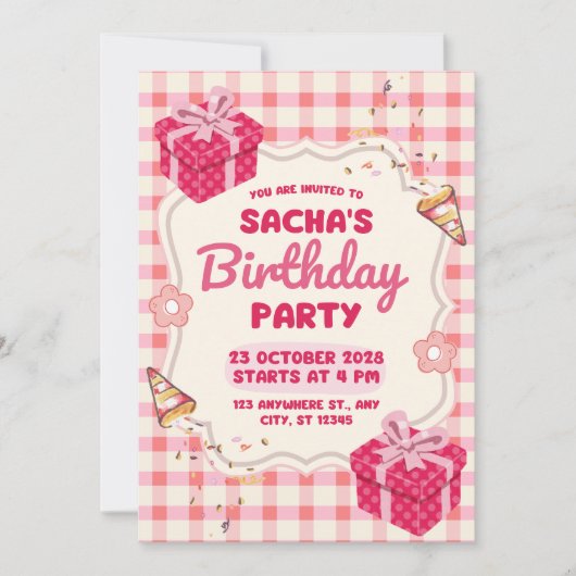 Birthday Invitation Clean Modern Minimal Style 招待状 (正面)