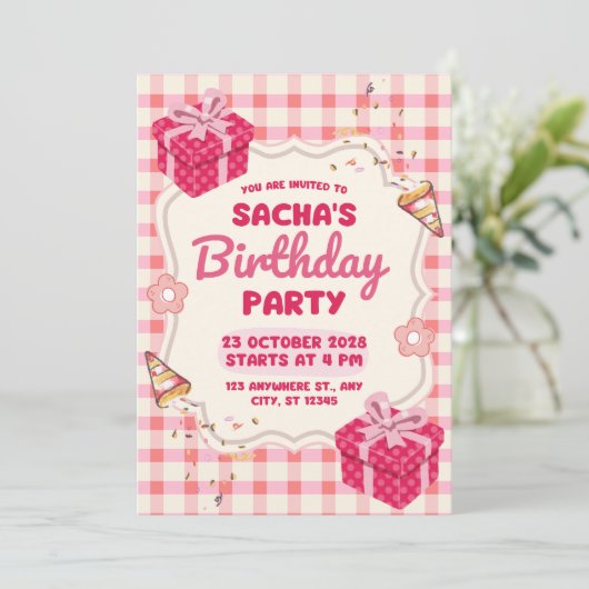 Birthday Invitation Clean Modern Minimal Style 招待状 (スタンド正面)