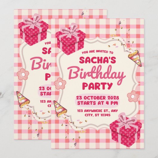 Birthday Invitation Clean Modern Minimal Style 招待状 (正面/裏面)
