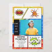 Birthday Invitation Comic Book Style Pop Art 招待状 (正面)