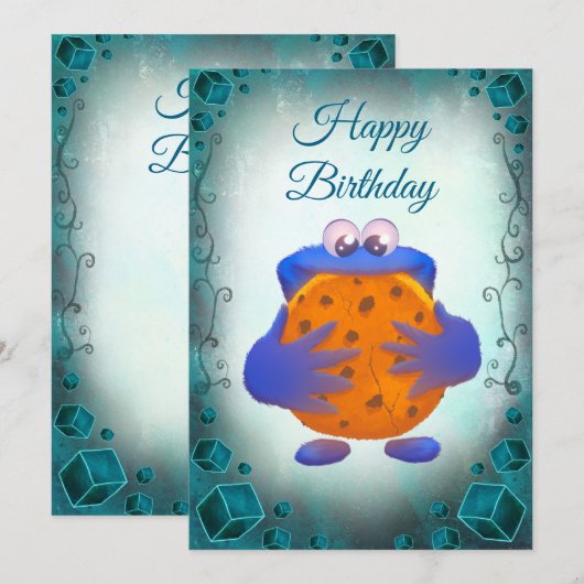 Birthday invitation - Cookie Monster 招待状 (正面/裏面)