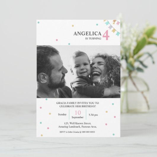 Birthday Invitation | Custom Year Number 招待状 (スタンド正面)