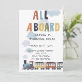 Birthday Invitation Editable Template Modern Train 招待状 (スタンド正面)