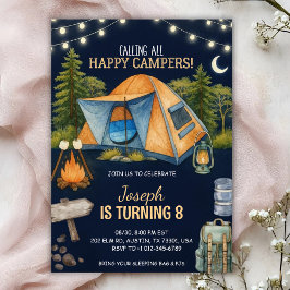 Birthday invitation featuring a camping theme 招待状
