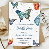 Birthday invitation featuring colorful butterflies 招待状
