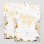 Birthday Invitation Pink Aesthetic Cute Design 招待状 (正面/裏面)