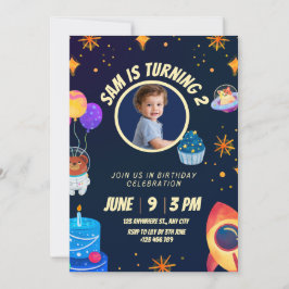 Birthday Invitation Space Rocket for kids 招待状