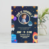 Birthday Invitation Space Rocket for kids 招待状 (スタンド正面)