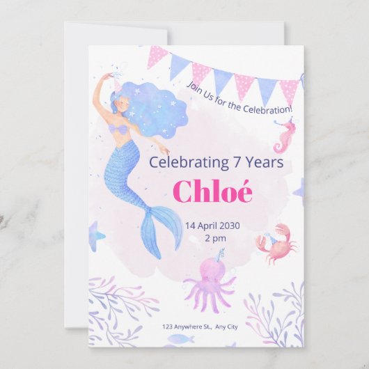 Birthday Invitation Under the Sea Birthday 招待状 (正面)