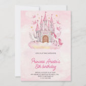 Birthday Invitation with a pink castle 招待状 (正面)