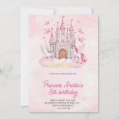 Birthday Invitation with a pink castle  招待状 (正面)