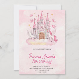 Birthday Invitation with a pink castle  招待状