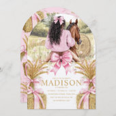 Birthday Invitation with Black Girl Riding Horse 招待状 (正面/裏面)