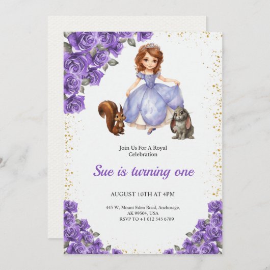 Birthday Invitation with fairy tale theme  招待状 (正面/裏面)