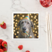 Birthday Irish Wolfhound Dog With Party Hat スタンダードカクテルナプキン (インサイチュ)