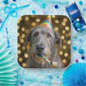 Birthday Irish Wolfhound Dog With Party Hat ペーパープレート (パーティー)