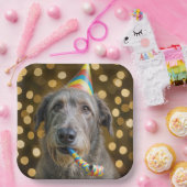Birthday Irish Wolfhound Dog With Party Hat ペーパープレート (パーティー)