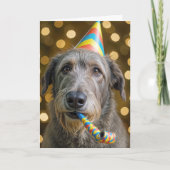 Birthday Irish Wolfhound with Party Hat カード (正面)