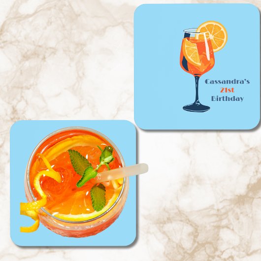Birthday Italian Cocktail Vintage Retro Custom  コースター