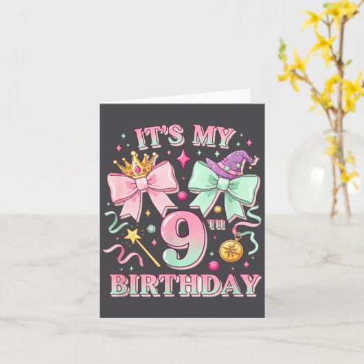 Birthday It's My 9th Birthday Cute Magical Princes カード (黄色い花)