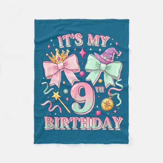 Birthday It's My 9th Birthday Cute Magical Princes フリースブランケット (正面)