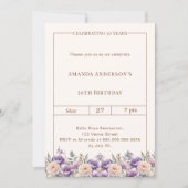 Birthday ivory lavender florals 招待状 (正面)