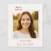 Birthday ivory rose gold photo Save the Date チラシ (正面)