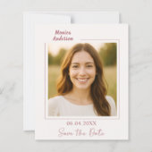 Birthday ivory rose gold photo Save the Date card (正面)
