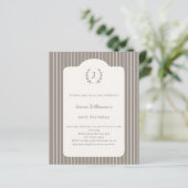 Birthday Ivory Taupe Pinstriped invitation (スタンド正面)