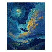 Birthday Jet Fighter Airplane Clouds Van Gogh  ポスター (正面)