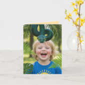 Birthday Jungle Snake Photo カード (黄色い花)