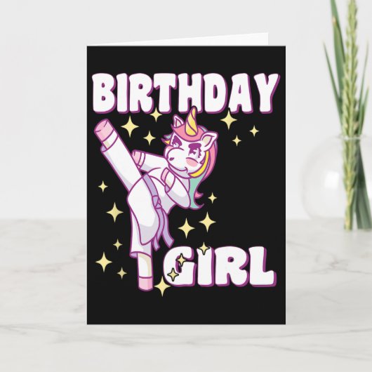 Birthday Karate Unicorn Girl  カード (正面)
