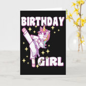 Birthday Karate Unicorn Girl  カード (黄色い花)