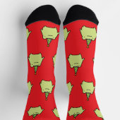 Birthday Kawaii Green Frog - Cute Party Pattern ソックス (上部)