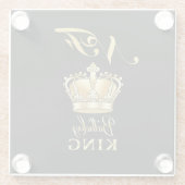 Birthday King Gold Crown Royal Monogram Luxury ガラスコースター (裏面)