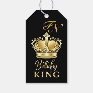 Birthday King Gold Crown Royal Monogram Luxury ギフトタグ