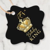 Birthday King Gold Crown Royal Monogram Luxury フェイバータグ (正面)