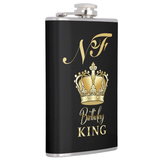Birthday King Gold Crown Royal Monogram Luxury フラスク (右)