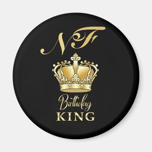 Birthday King Gold Crown Royal Monogram Luxury マグネット (正面)