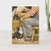 Birthday Kitten Drinking Cow Milk カード (正面)