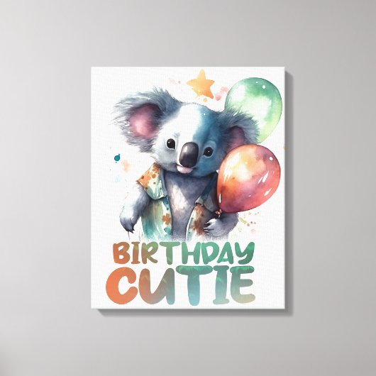 Birthday Koala Design キャンバスプリント (正面)