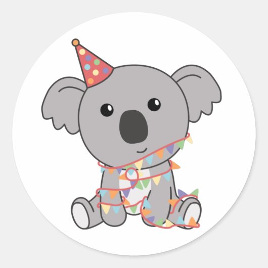 Birthday Koala For Kids A Birthday Classic Round S ラウンドシール (正面)
