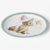 Birthday Labrador Retriever Dogs ペーパープレート (アングル)