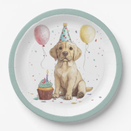 Birthday Labrador Retriever Dogs ペーパープレート